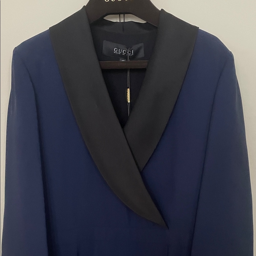 Gucci Midnight Blue and Black Silk Dress